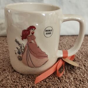 Rae Dunn Cream Ceramic Princess Mug with Pink Accents